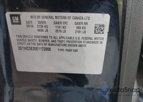 2014 Chevrolet Impala Limited Ltz z USA, uszkodzony, nr VIN 2G1WC5E35E1172806